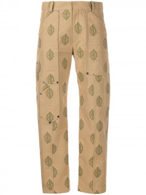 Укороченные жаккардовые брюки карго Chloé. Цвет: нейтральные цвета