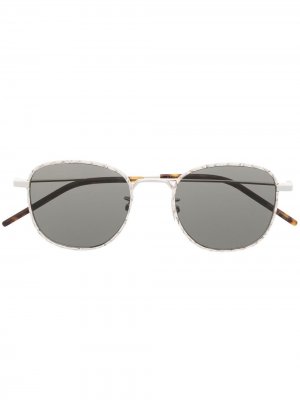 Солнцезащитные очки в круглой оправе Saint Laurent Eyewear. Цвет: серый