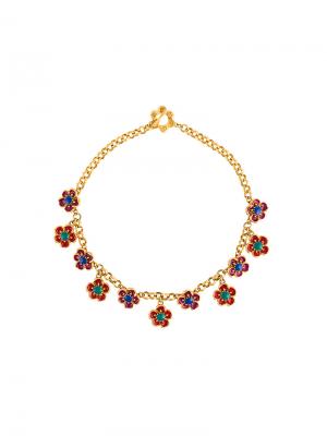Ожерелье-чокер с цветочной отделкой Kenzo Vintage. Цвет: желтый
