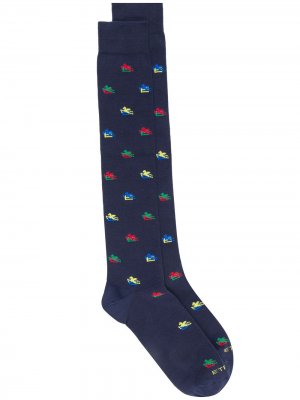 Жаккардовые носки с логотипом Etro. Цвет: синий
