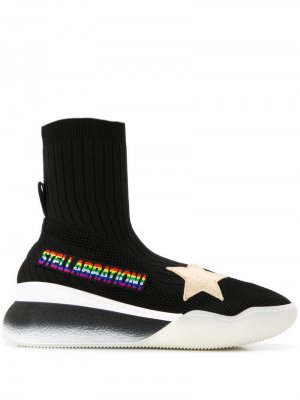 Кроссовки-носки с нашивками Stella McCartney. Цвет: черный