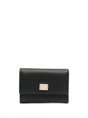 Мини-кошелек с металлическим логотипом Dolce & Gabbana. Цвет: черный