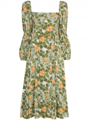 Платье миди Mica с принтом Reformation. Цвет: зеленый
