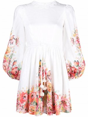 Платье с цветочным принтом Zimmermann. Цвет: белый