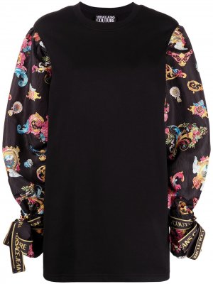 Платье-свитер с принтом Baroque Versace Jeans Couture. Цвет: черный