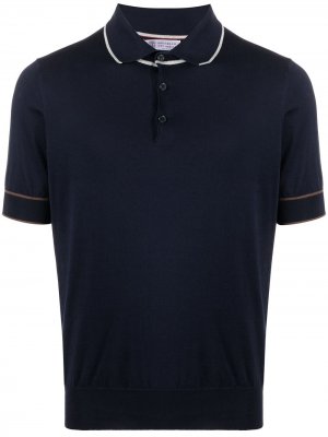 Рубашка поло с контрастной окантовкой Brunello Cucinelli. Цвет: синий