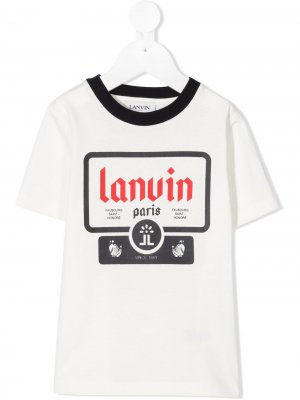 Футболка из органического хлопка с логотипом LANVIN Enfant. Цвет: белый