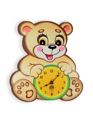 Часы настенные Мишутка Медолюб Ларец Чудес. Цвет: светло-коричневый, розовый