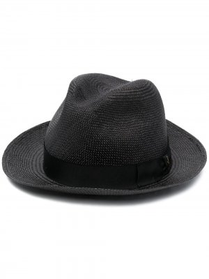 Соломенная шляпа с изогнутыми полями Borsalino. Цвет: черный