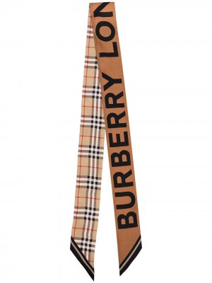 Узкий шарф в клетку Vintage Check Burberry. Цвет: коричневый