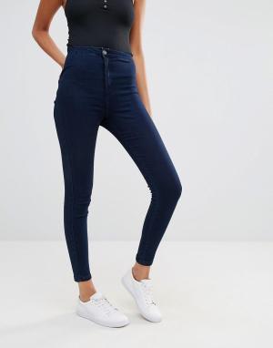 Эластичные джинсы скинни с завышенной талией  Vice Missguided. Цвет: темно-синий