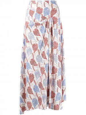 Юбка асимметричного кроя с драпировкой и принтом Isabel Marant. Цвет: нейтральные цвета