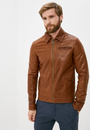 Куртка кожаная Trussardi Collection. Цвет: коричневый