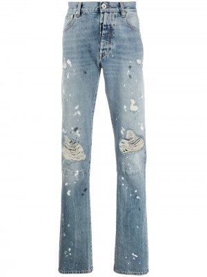 Прямые джинсы средней посадки с прорезями UNRAVEL PROJECT. Цвет: синий