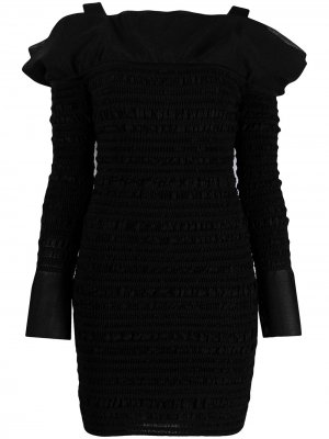 Платье мини с открытыми плечами Hervé Léger. Цвет: черный