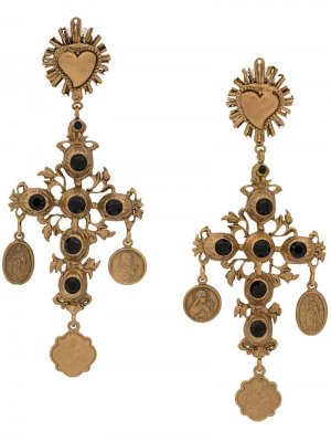 Декорированные серьги в форме креста Dolce & Gabbana. Цвет: золотистый