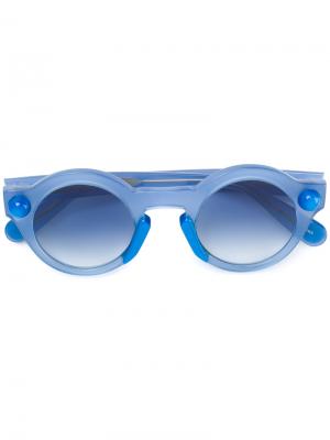 Солнцезащитные очки в круглой оправе Christopher Kane Eyewear. Цвет: синий