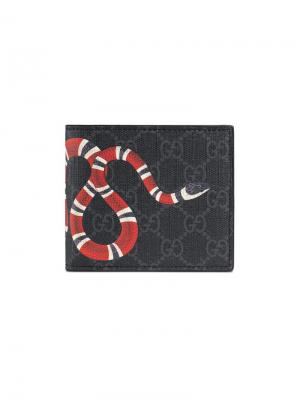 Бумажник с узором GG Supreme и принтом Kingsnake Gucci. Цвет: черный