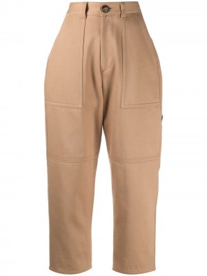 Укороченные брюки строгого кроя AMI Paris. Цвет: коричневый