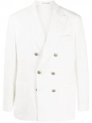 Двубортный пиджак Brunello Cucinelli. Цвет: белый