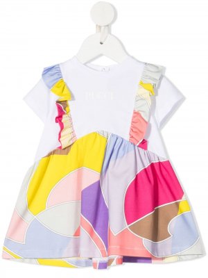 Платье с абстрактным принтом Emilio Pucci Junior. Цвет: белый