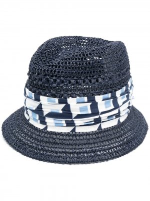 Шляпа-федора с геометричным принтом Dolce & Gabbana. Цвет: синий