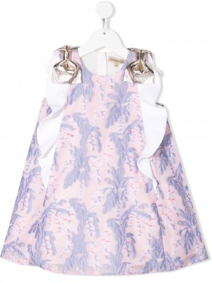 Платье-трапеция с оборками Hucklebones London. Цвет: розовый