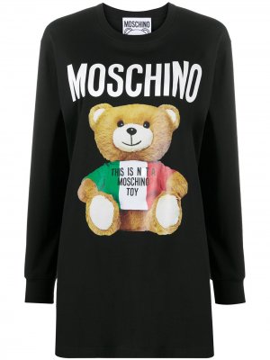 Удлиненная футболка с принтом Teddy Bear Moschino. Цвет: черный