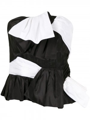 Двухцветная блузка без бретелей Carolina Herrera. Цвет: черный