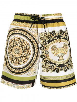 Плавки-шорты с принтом Baroque Versace. Цвет: белый