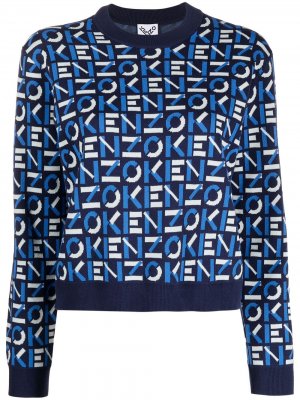 Пуловер с круглым вырезом и логотипом Kenzo. Цвет: синий