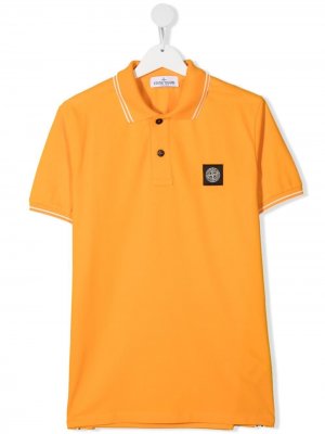 Рубашка поло с короткими рукавами и нашивкой-логотипом Stone Island Junior. Цвет: оранжевый