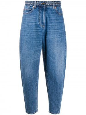 Зауженные джинсы с завышенной талией Valentino. Цвет: синий