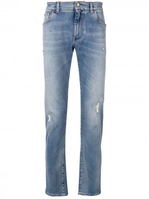 Прямые джинсы с эффектом потертости Dolce & Gabbana. Цвет: синий