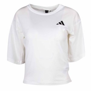 Укороченная футболка с тигровым принтом, вдохновленная Олимпийскими играми в Токио, рукава 3/4, белая Женщина ADIDAS