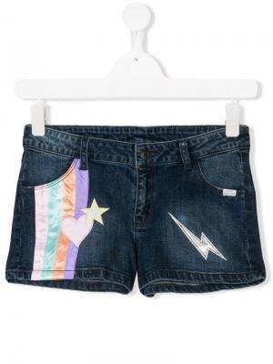 Джинсовые шорты с вышивкой Little Marc Jacobs. Цвет: синий