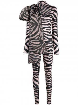 Облегающий комбинезон с зебровым принтом Atu Body Couture. Цвет: нейтральные цвета