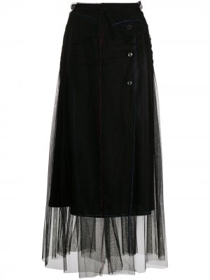 Многослойная юбка из тюля Maison Margiela. Цвет: черный