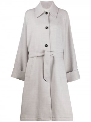 Пальто миди с поясом MM6 Maison Margiela. Цвет: серый