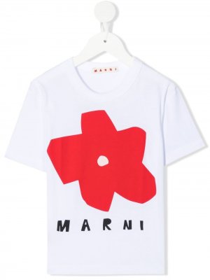 Футболка с короткими рукавами и логотипом Marni Kids. Цвет: белый