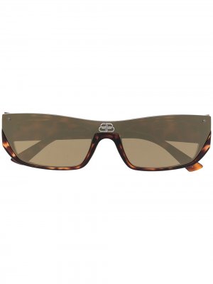 Солнцезащитные очки Shield в прямоугольной оправе Balenciaga Eyewear. Цвет: коричневый