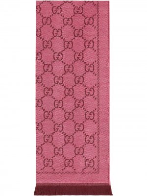 Трикотажный шарф с жаккардовым узором GG Gucci. Цвет: розовый