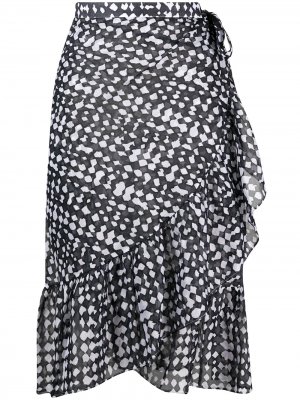 Пляжная юбка Gazelle с абстрактным принтом Eres. Цвет: черный