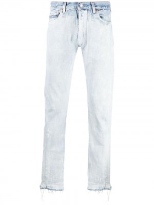 Прямые джинсы с эффектом потертости GALLERY DEPT.. Цвет: синий