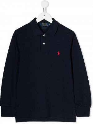 Рубашка-поло с вышитым логотипом Ralph Lauren Kids. Цвет: синий