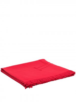 Одеяло с бахромой и вышитым логотипом Emporio Armani. Цвет: красный