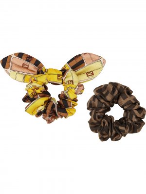 Набор резинок для волос с логотипом Fendi. Цвет: желтый