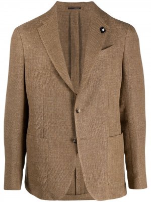 Однобортный пиджак строгого кроя Lardini. Цвет: нейтральные цвета