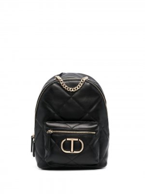 Стеганый рюкзак с логотипом TWINSET. Цвет: черный