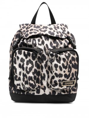 Маленький рюкзак с леопардовым принтом GANNI. Цвет: нейтральные цвета